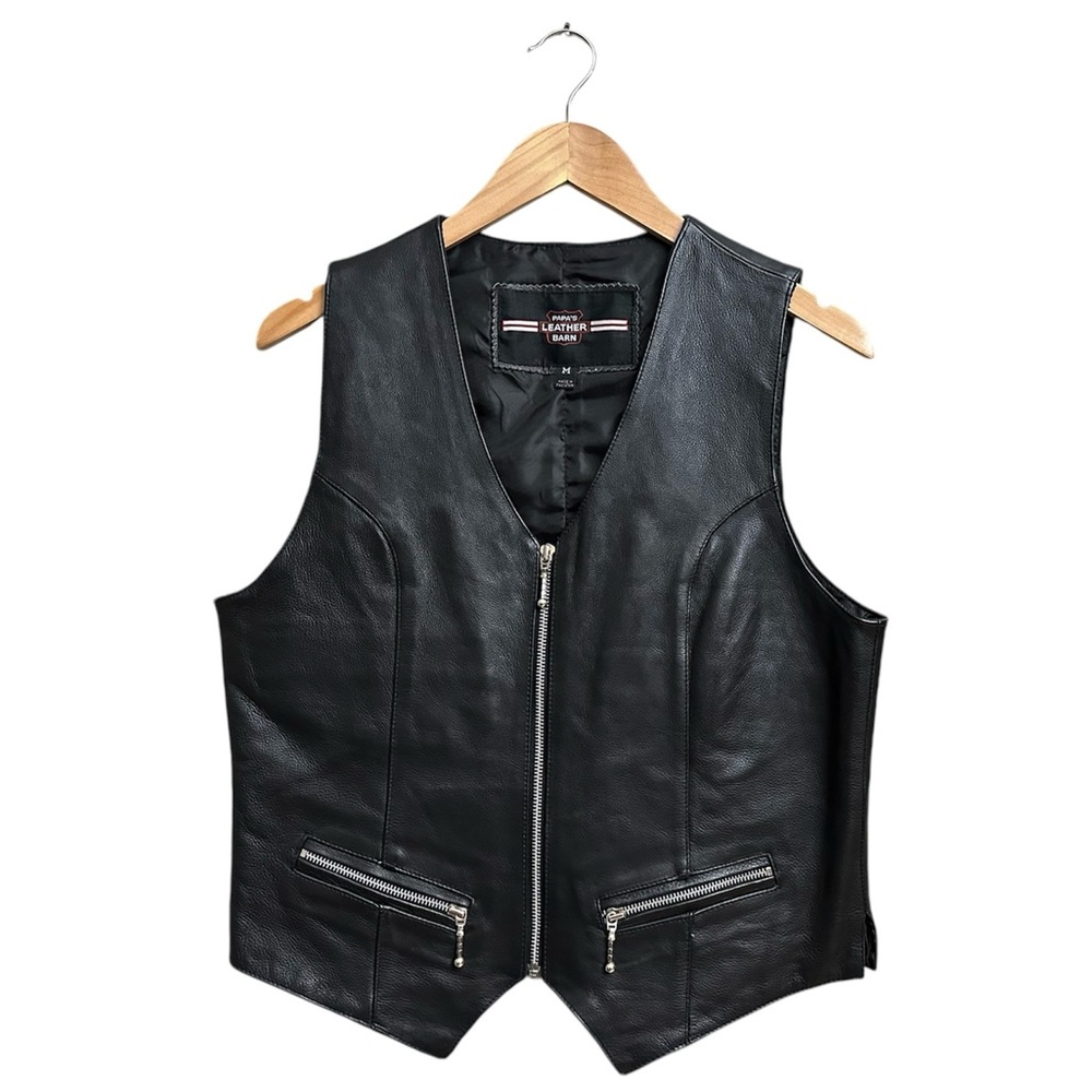 Papa’s Leather Barn Biker Zip Women’s Vest in Black